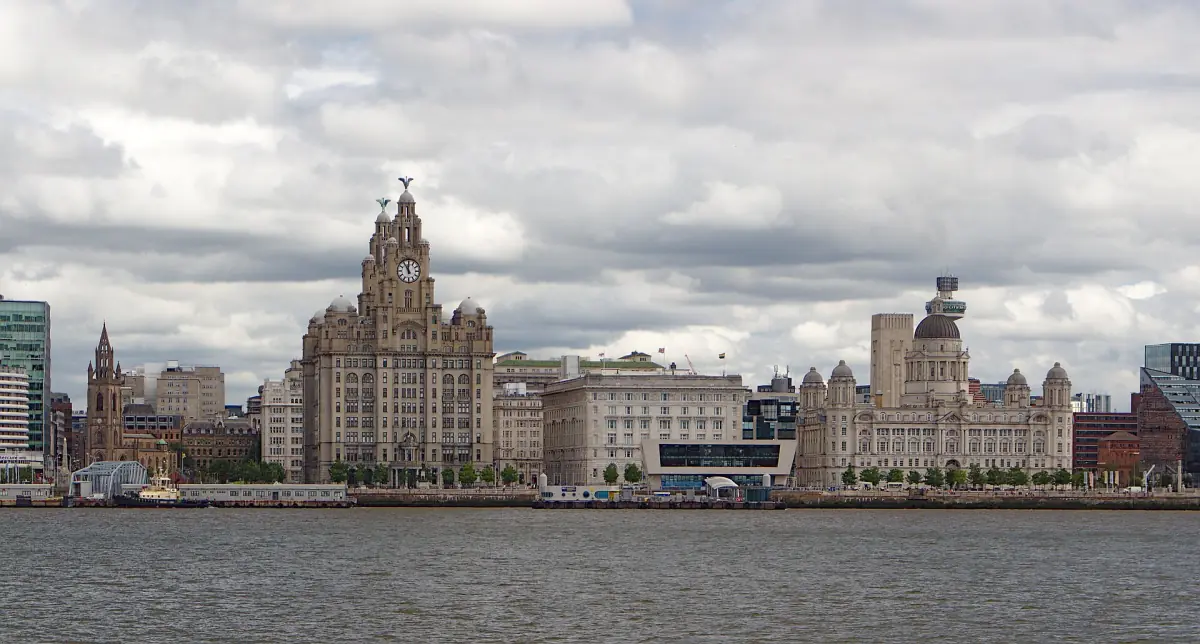 Liverpool's waterfront seen from across the River Mersey