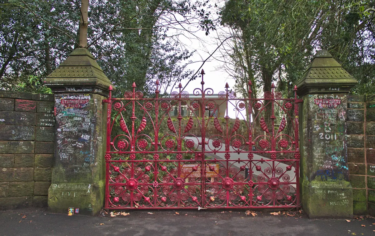 The red gates of Strawberry Field in Liverpool